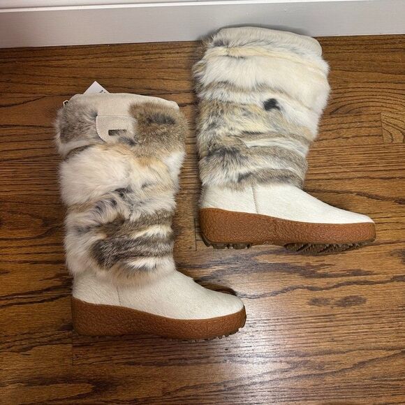 Oscar Sport Vera Gomma Boots Apres Ski White Rabbit Fur Italy EU 36 / US 5.5 NWT - Picture 9 of 12